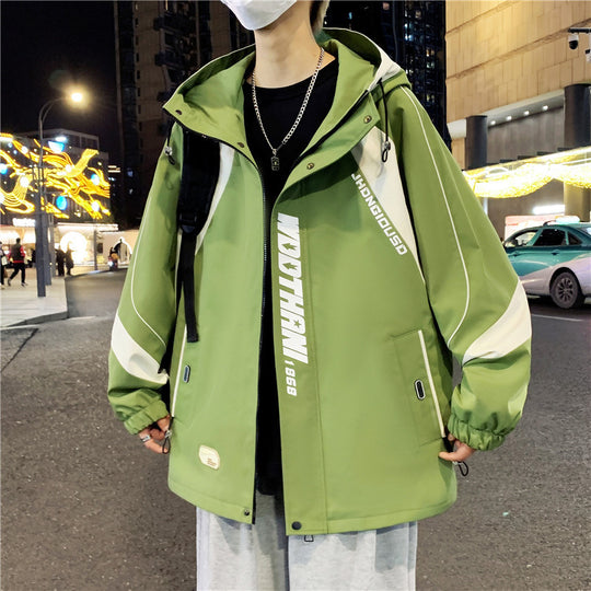 Herren Oversize-Windbreaker mit Kapuze, sportlichem Frontprint und Kontrastpanelen Shop Nory