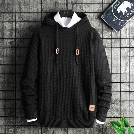 Herren Strukturiertes Kapuzenstrick-Pullover mit Reliefstruktur Shop Nory