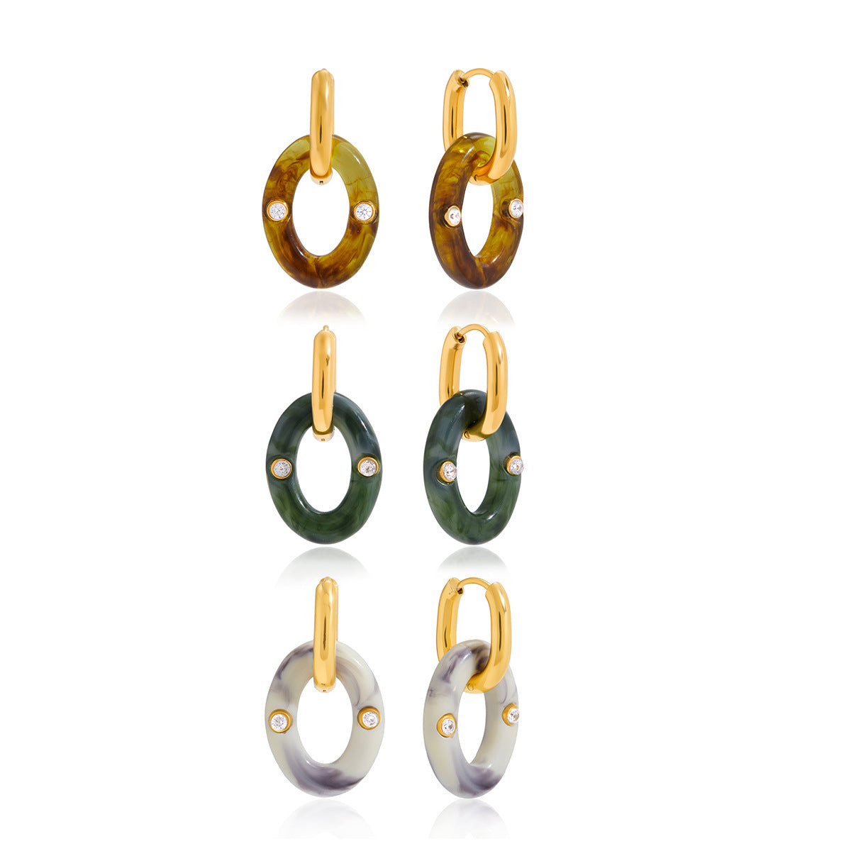 Damen Ohrhänger mit grünem Jade-Design und funkelnden Zirkonia Shop Nory