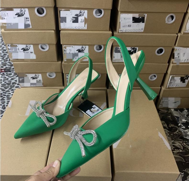 Damen elegante Slingback-Pumps mit glitzernden Schleifen-Details