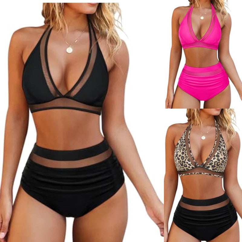 Damen Hochgeschnittener Bikini mit trendigem Transparent-Design