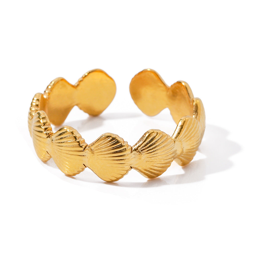 Damen offener Ring im Muschel-Design aus hochwertigem Edelstahl Shop Nory