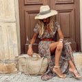 Damen Maxikleid mit seitlichem Schlitz und V-Ausschnitt Shopnory