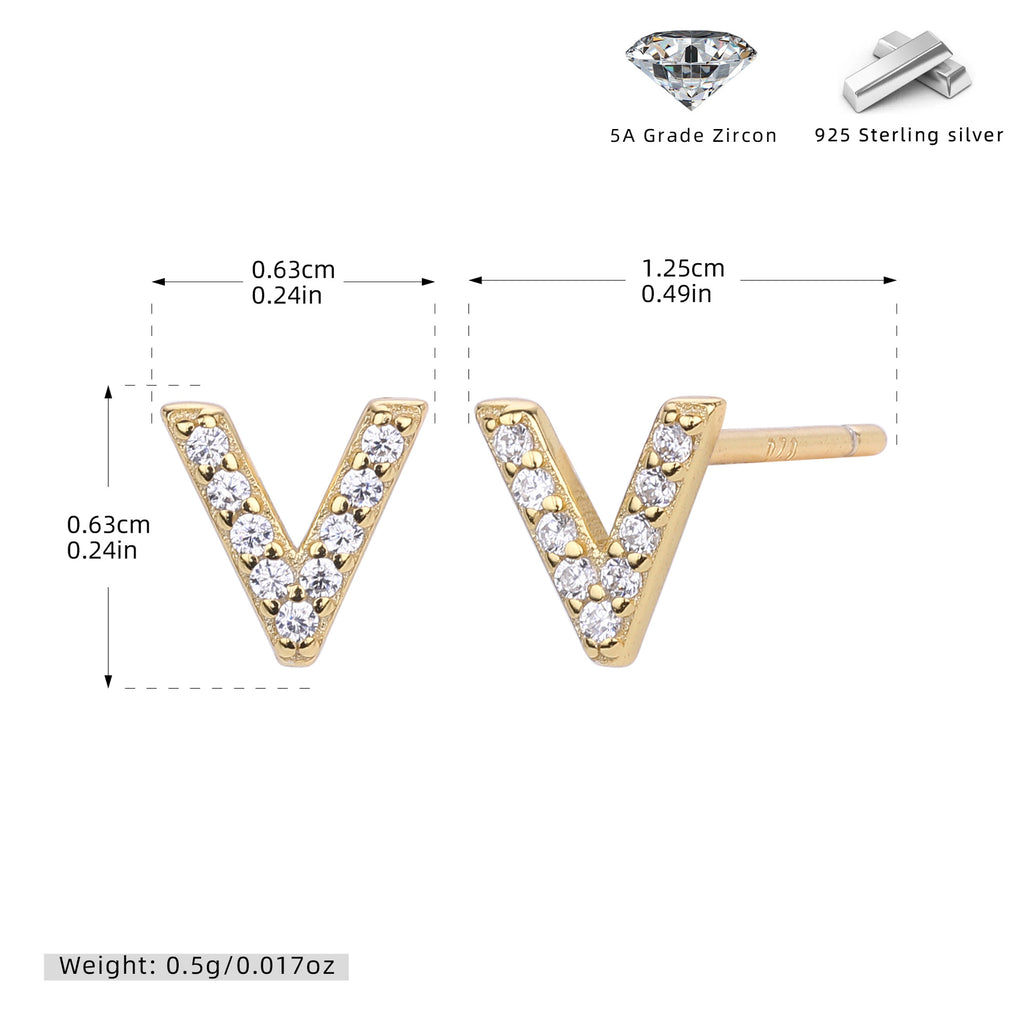 Damen Ohrstecker aus 925 Sterling Silber mit luxuriösem Zirkonbuchstaben R Shop Nory