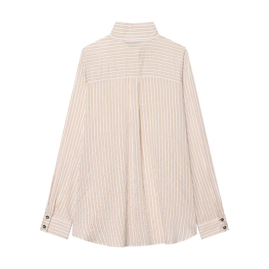 Damen Oversize-Hemdbluse mit Stehkragen, verdeckter Knopfleiste und feinem Streifenmuster Shop Nory