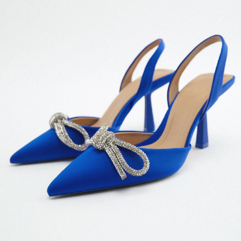 Damen Slingback Pumps mit funkelndem Schleifenakzent und elegantem Absatz