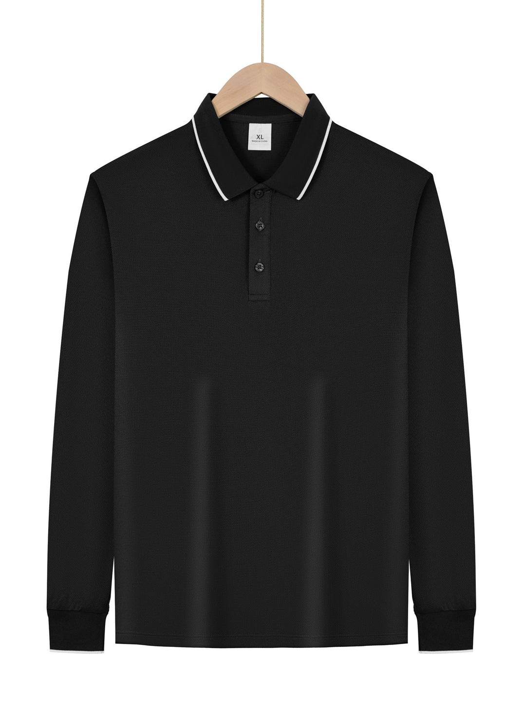 Herren Langarm-Piqué-Polo mit kontrastbesetztem Kragen und Bündchen Shop Nory