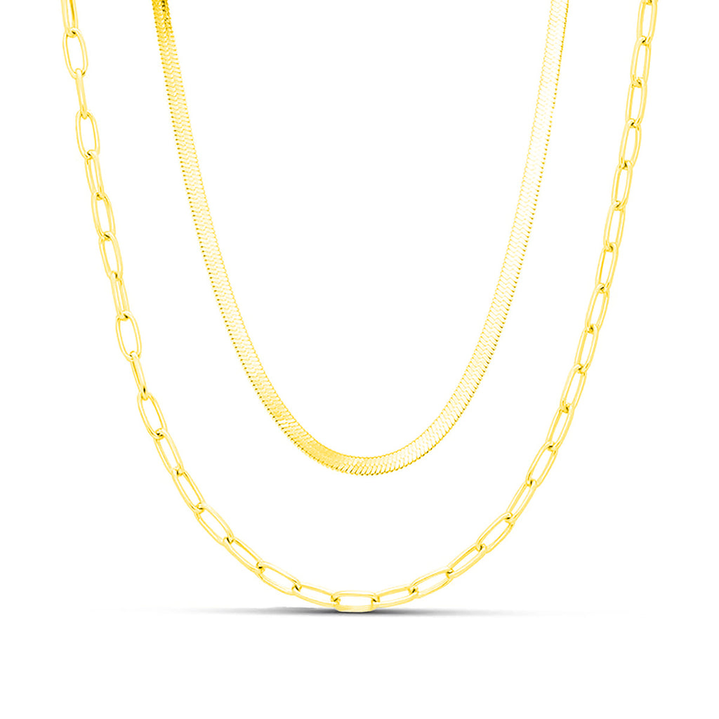 Damen Halskette mit doppeltem Kettendesign und eleganten Gliederakzenten Shop Nory