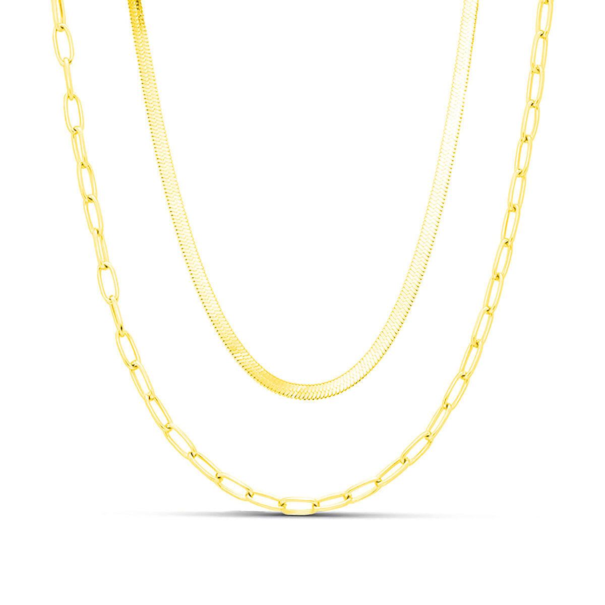 Damen Halskette mit doppeltem Kettendesign und eleganten Gliederakzenten Shop Nory