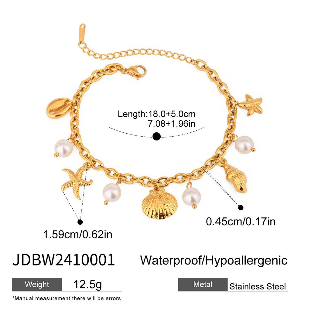 Damen Fußkettchen mit maritimen Muschelmotiven und hypoallergener Edelstahlverarbeitung Shop Nory