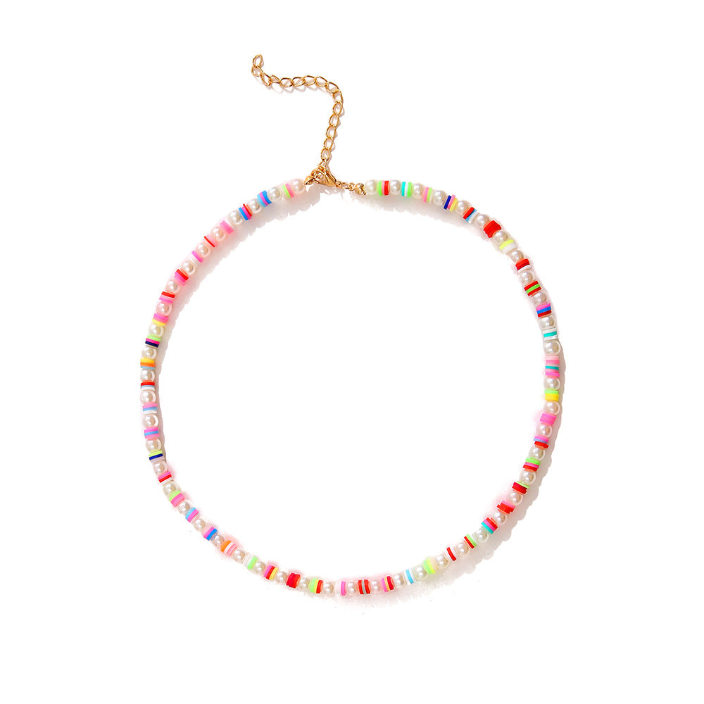 Damen farbenfrohe und verspielte Halskette mit Perlen Shop Nory