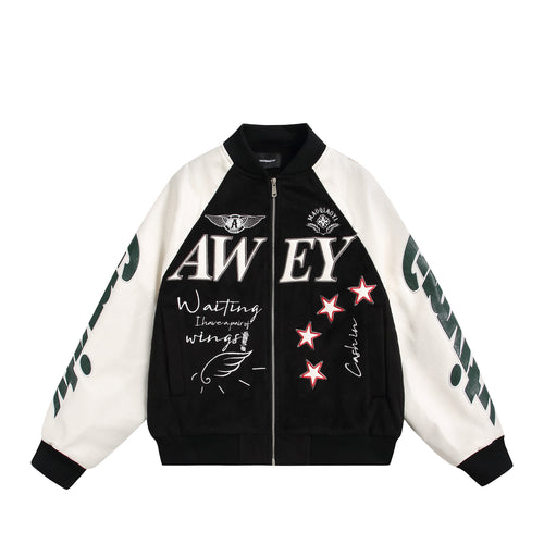Unisex Varsity-Bomberjacke im Materialmix mit Stick- und Applikationsdetails Shop Nory