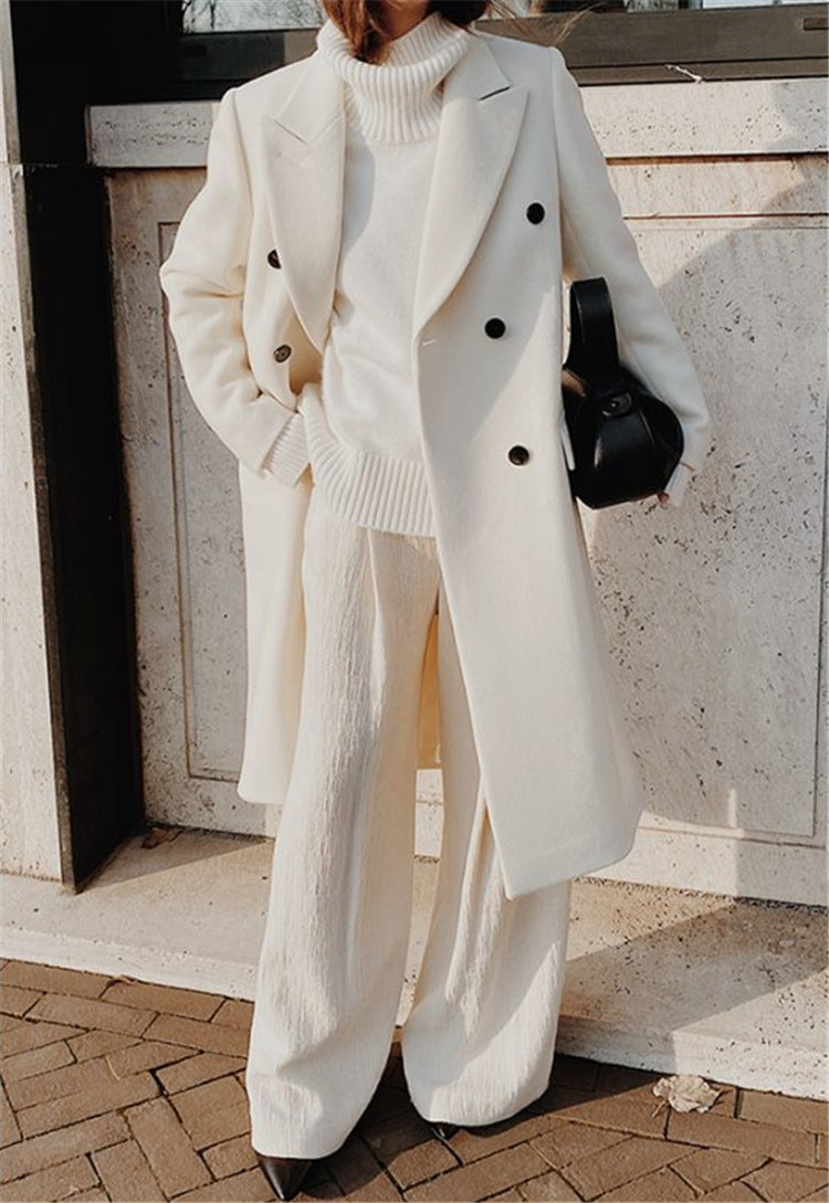 Frauen Doppelreiher Wollmischung Mantel mit oversized Schnitt und breiten Revers Shop Nory
