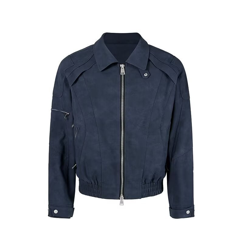 Herren Kurzjacke aus Veloursleder-Optik mit Reißverschluss und elastischem Saum Shop Nory