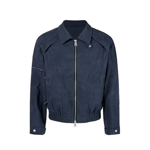 Herren Kurzjacke aus Veloursleder-Optik mit Reißverschluss und elastischem Saum Shop Nory