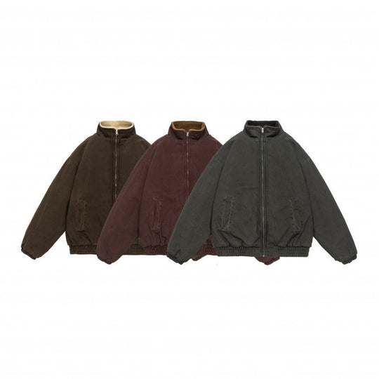 Herren Gefütterte weit geschnittene Winterjacke mit Sherpa-Futter und Stehkragen Shop Nory