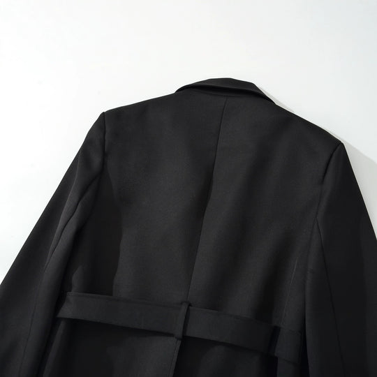 Damen Kurzblazer mit Taillengürtel und Reverskragen Shop Nory