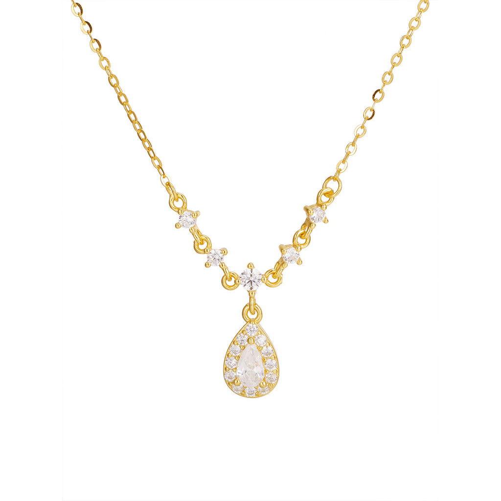 Damen Elegante Halskette mit tropfenförmigem Anhänger und funkelnden Zirkonia-Details Shop Nory