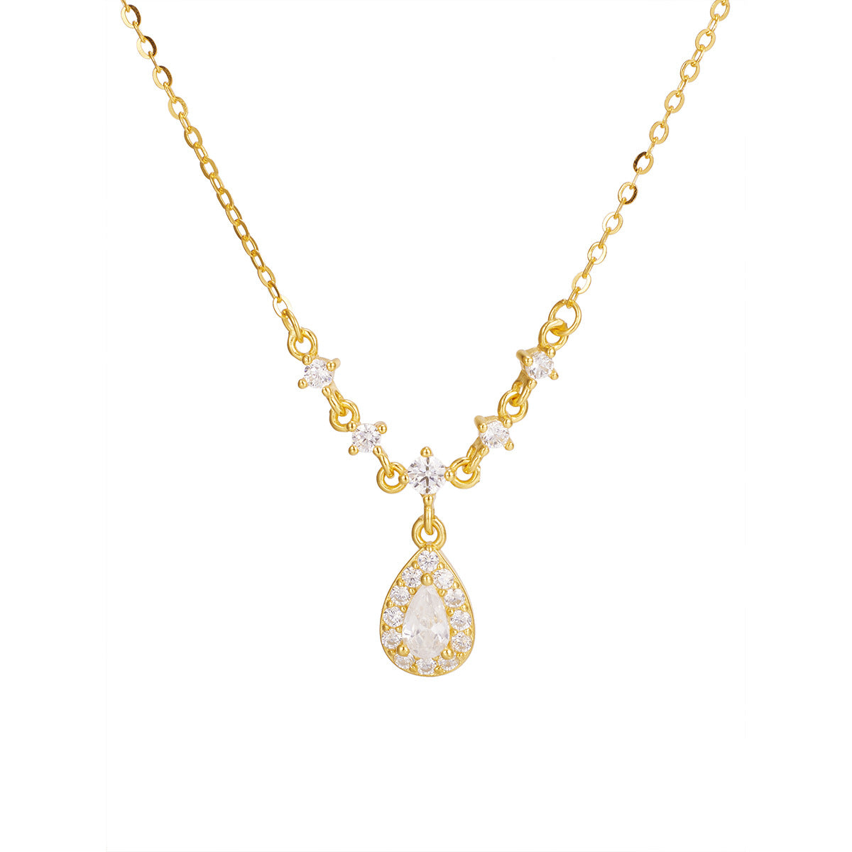 Damen Elegante Halskette mit tropfenförmigem Anhänger und funkelnden Zirkonia-Details Shop Nory