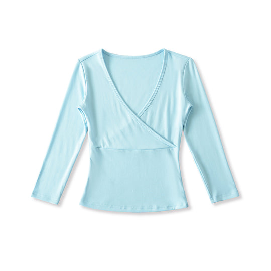 Damen Figurbetontes Wickelshirt aus Stretch‑Jersey mit tiefem V‑Ausschnitt und taillierter Silhouette Shop Nory