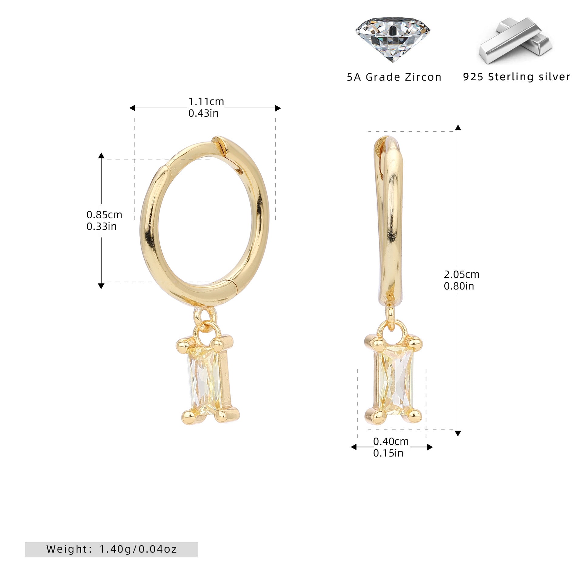 Damen Ohrhänger mit verführerischem Zirkonanhänger aus hochwertigem 925 Sterling Silber Shop Nory