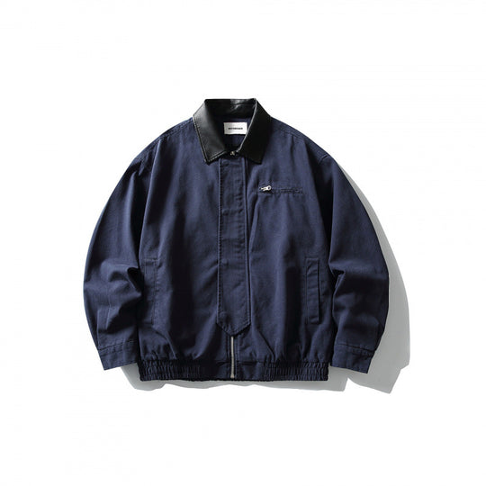 Herren Boxy-Workerjacke mit Kunstleder-Kragen, durchgehendem Reißverschluss und elastischem Saum Shop Nory