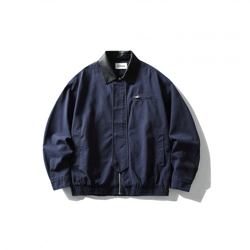 Herren Boxy-Workerjacke mit Kunstleder-Kragen, durchgehendem Reißverschluss und elastischem Saum Shop Nory