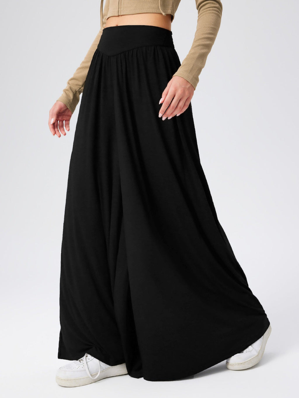 Damen weite Jersey-Hose mit hohem Bund