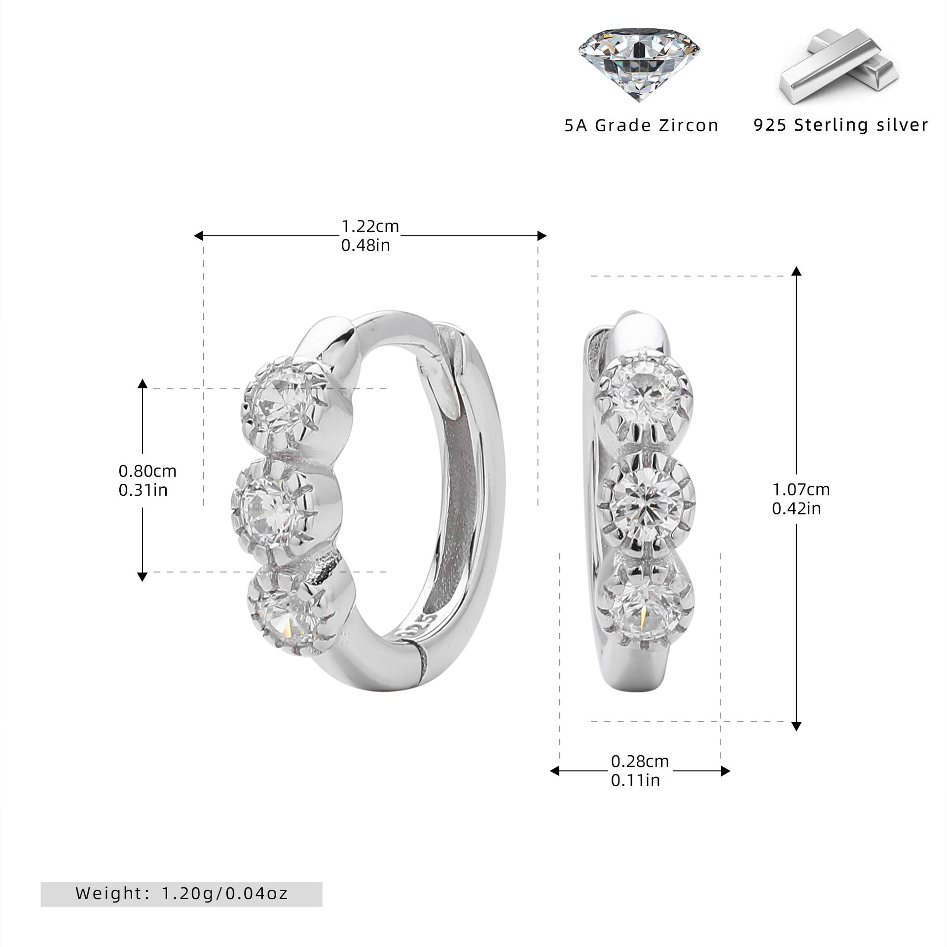 Damen Creolen mit funkelnden Zirkonia aus 925 Sterling Silber Shop Nory