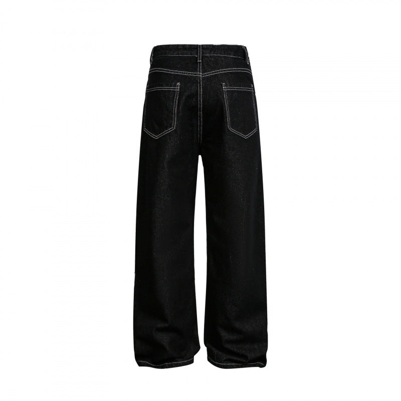 Damen Weite High‑Waist Denim-Jeans mit asymmetrischer Knopfleiste und Kontrastnähten Shop Nory