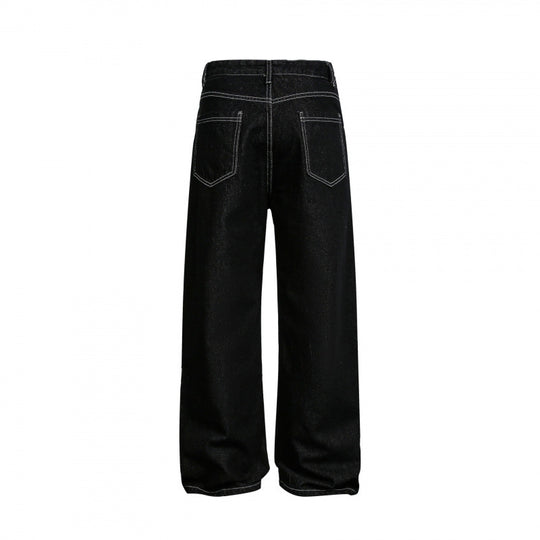 Damen Weite High‑Waist Denim-Jeans mit asymmetrischer Knopfleiste und Kontrastnähten Shop Nory