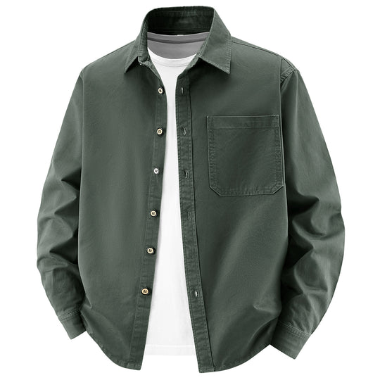 Herren lockere Overshirt-Jacke aus Baumwollmix mit Brusttasche und durchgehender Knopfleiste Shop Nory