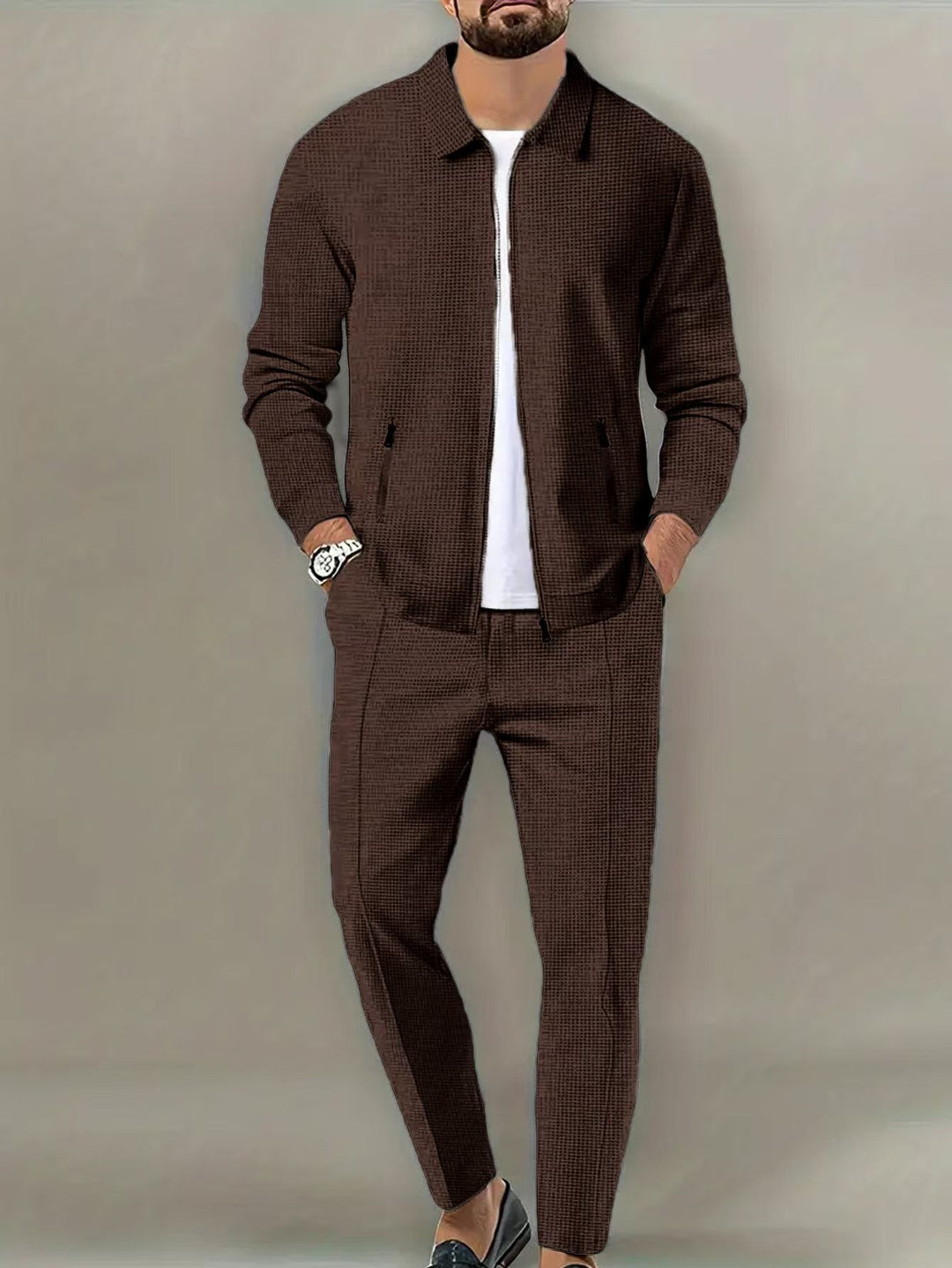 Herren Freizeitanzug mit Modernem Strukturdesign und praktischen Taschen