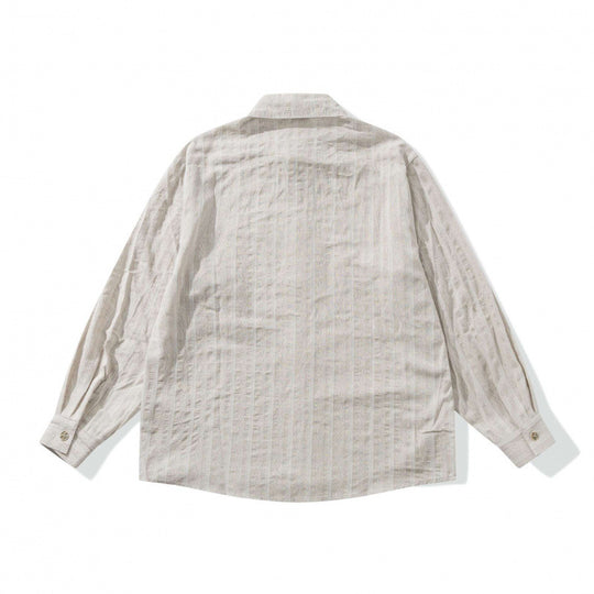 Unisex Lockeres Oversize-Hemd aus Leinenmix mit feiner Waffelstruktur und Brusttasche Shop Nory