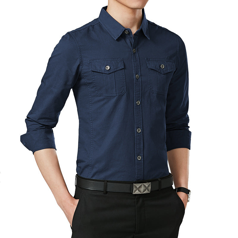 Herren Slim-Fit Oxford-Hemd mit Brustklappen und Kentkragen Shop Nory