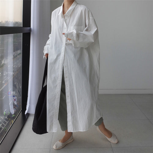 Damen Oversize-Hemdblusenkleid mit langer Knopfleiste und Brusttasche Shop Nory