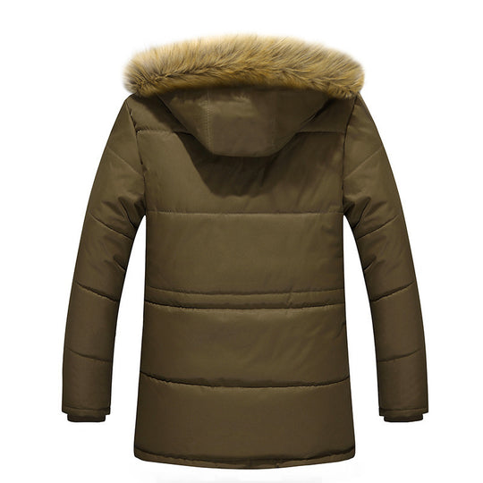 Herren wasserabweisender gesteppter Parka mit Kapuze, Kunstfellblende und Teddyfleece-Innenfutter Shop Nory