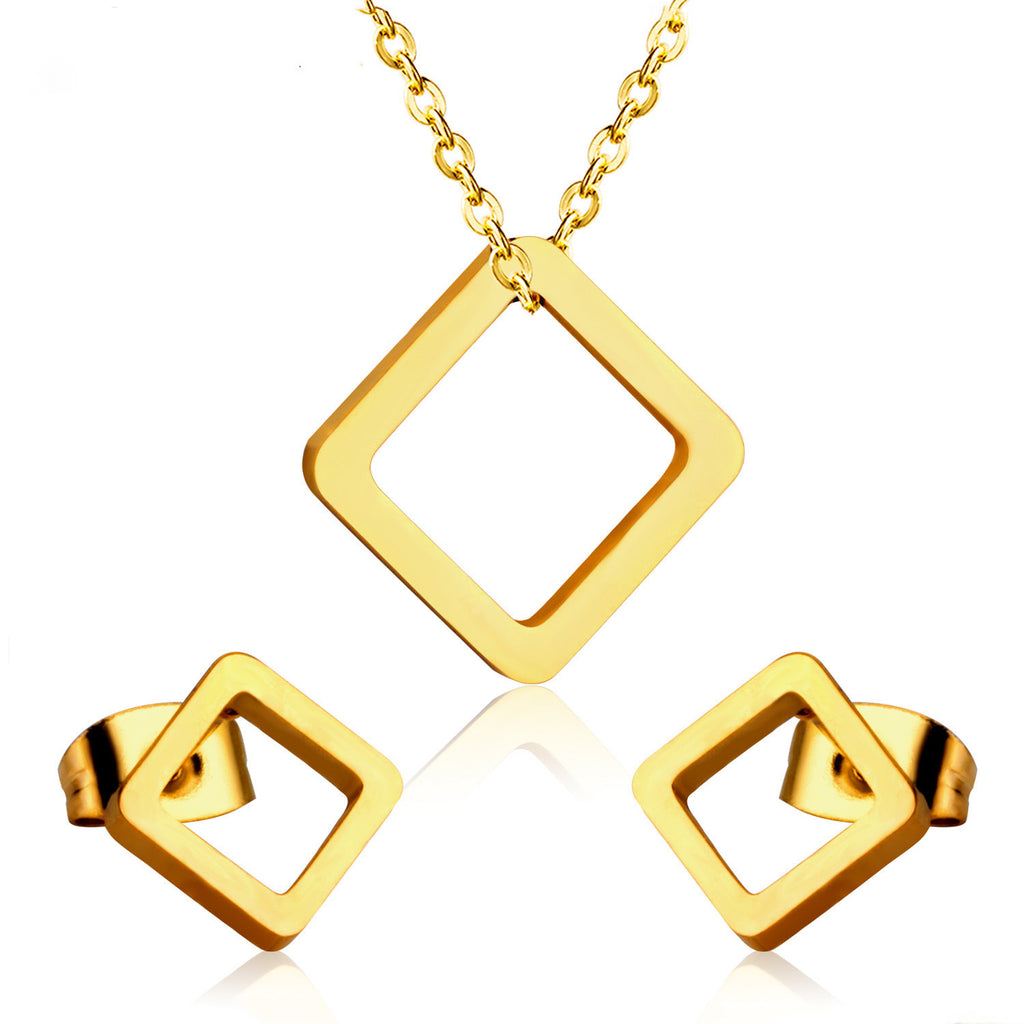 Damen Schmuckset mit quadratischen Anhängern und eleganten Ohrsteckern Shop Nory