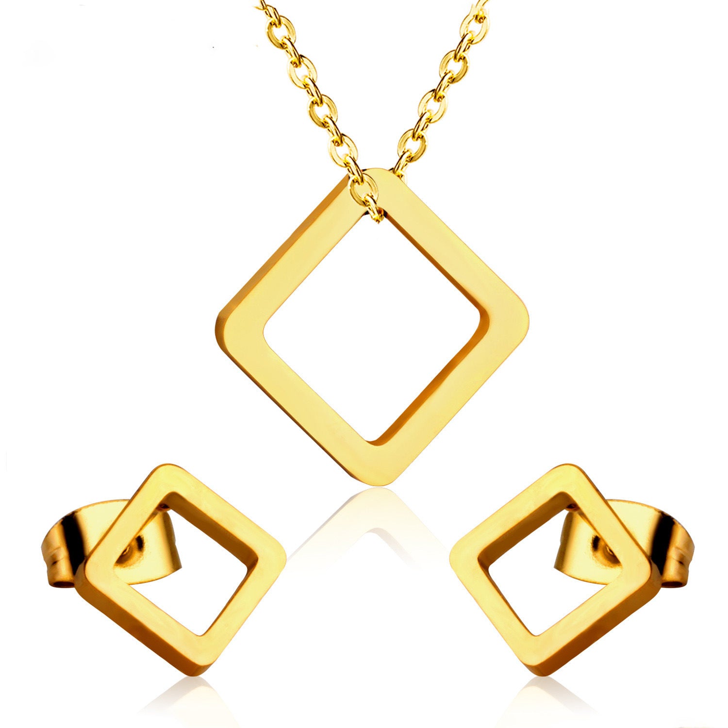 Damen Schmuckset mit quadratischen Anhängern und eleganten Ohrsteckern Shop Nory