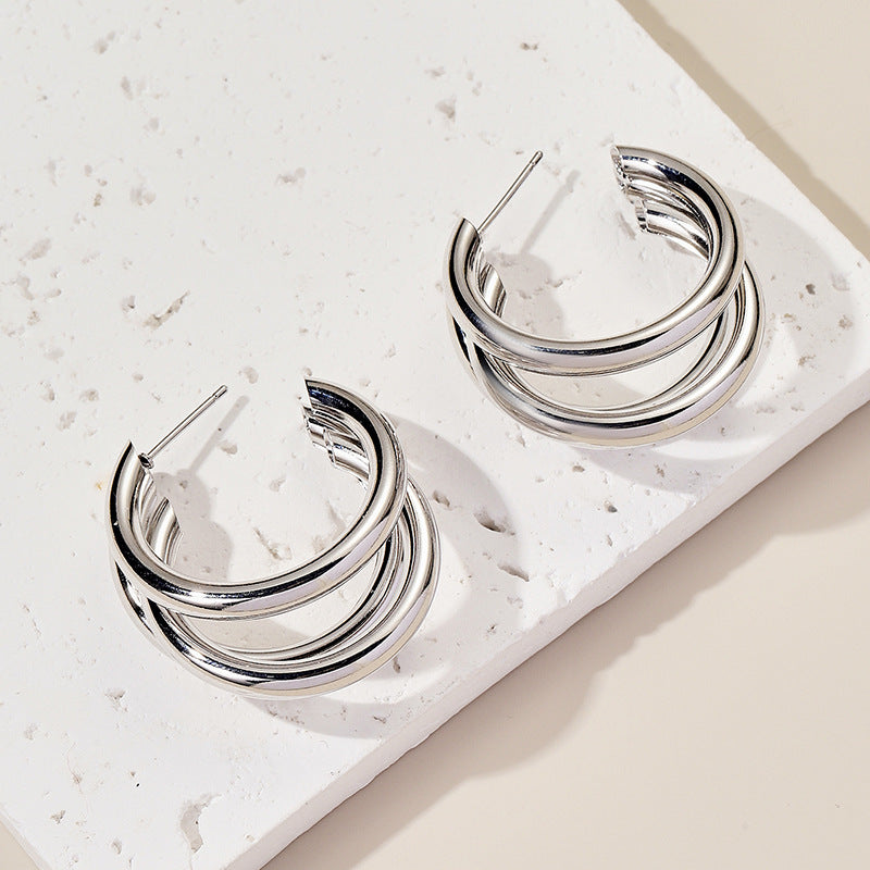 Damen Creolen mit doppeltem Ringdesign Shop Nory