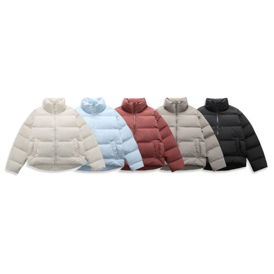 Damen Kurz geschnittene wattierte Steppjacke mit hohem Stehkragen und verdecktem Zweiwege-Reißverschluss Shop Nory