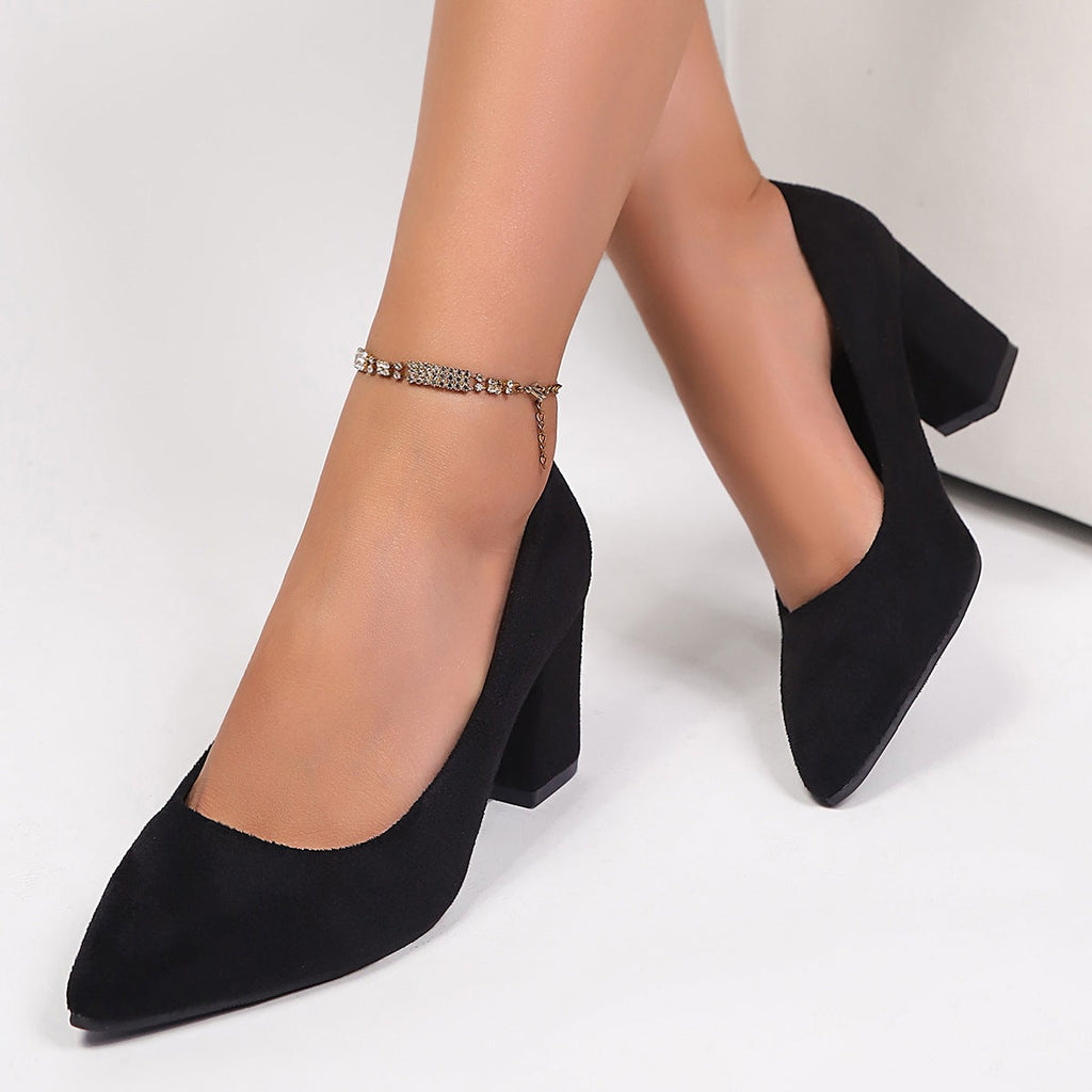Damen elegante High Heel Pumps mit robustem Blockabsatz Shopnory