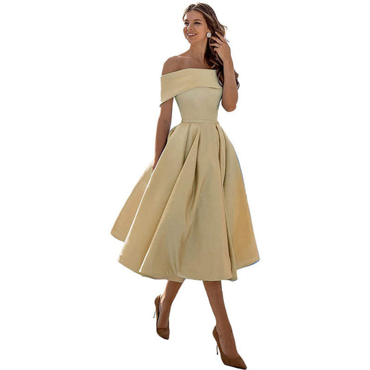 Legere Mode Satin Cocktailkleid Ohne Träger
