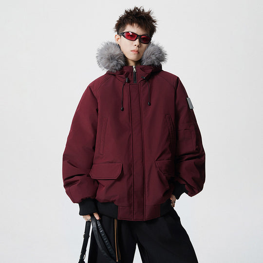 Herren Wattierter Oversize-Parka mit Kunstfellkapuze und Utility-Taschen Shop Nory