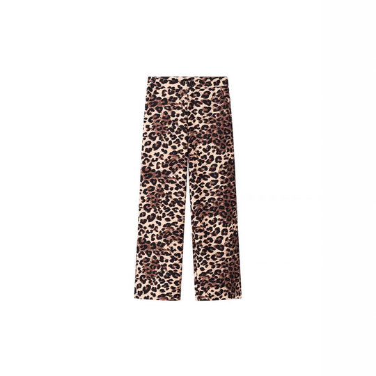 Damen Weite High‑Waist Palazzo‑Hose mit Leopardenmuster und fließendem Fall Shop Nory