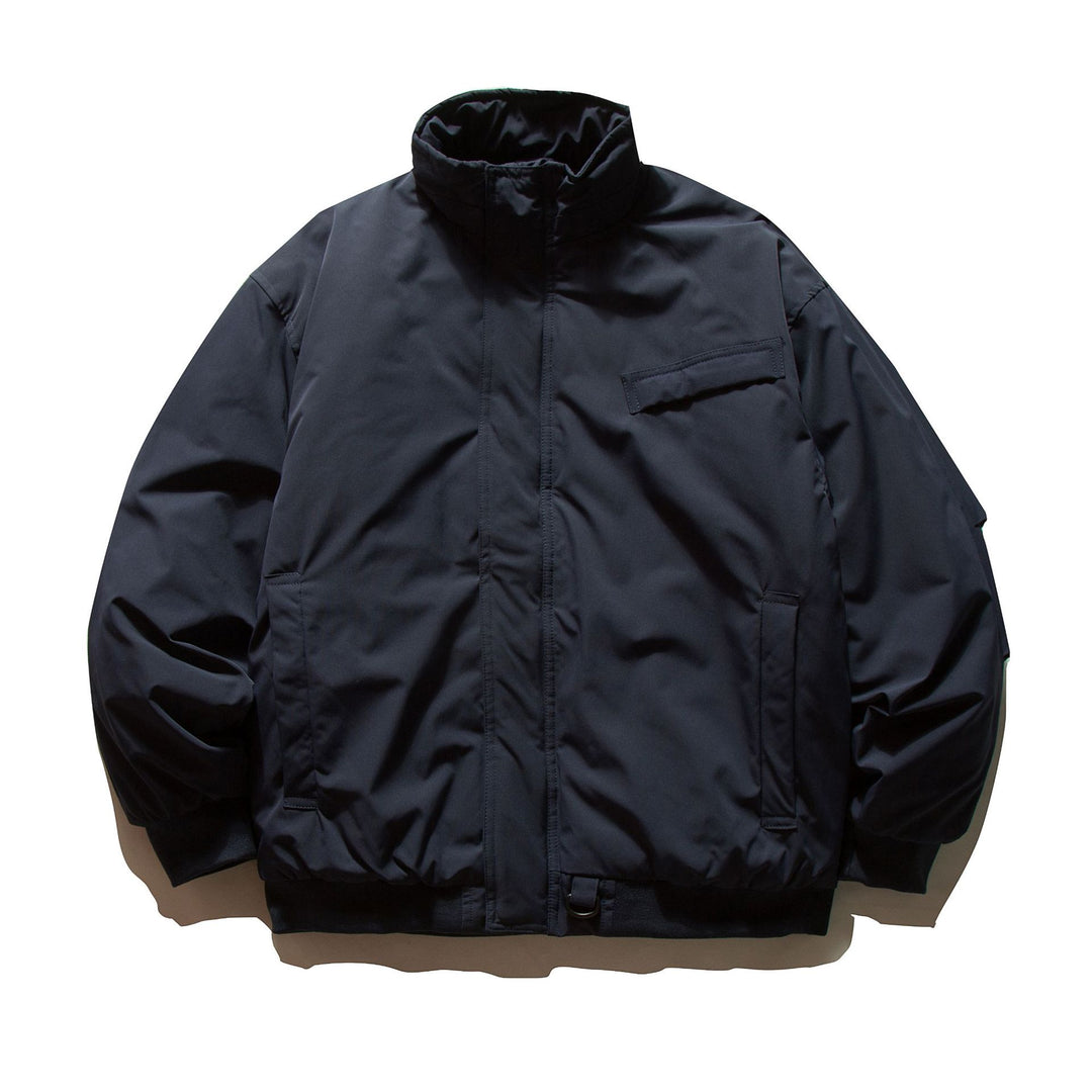 Herren Minimalistische Thermo‑Bomberjacke mit verdeckter Frontblende, hohem Stehkragen und Utility‑D‑Ring Shop Nory