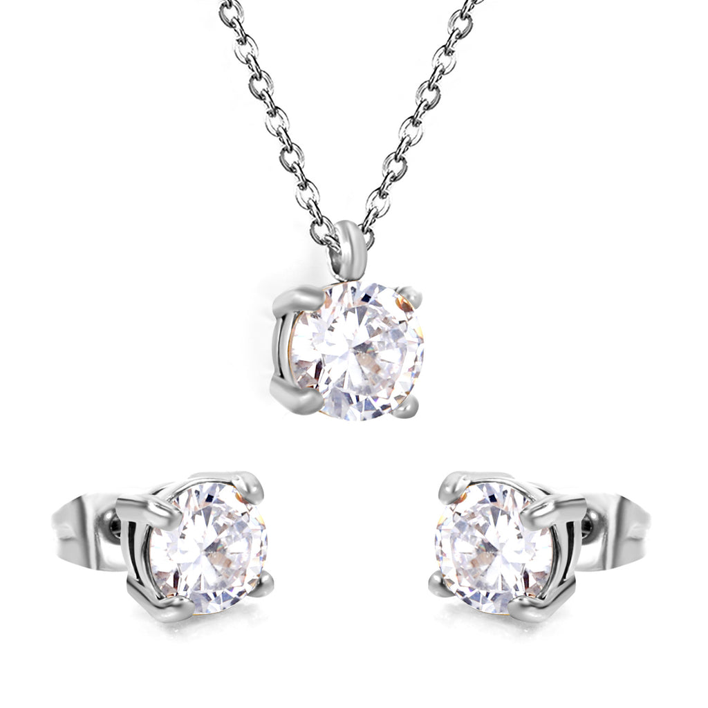 Damen Schmuckset mit funkelnden Zirkonia-Anhängern und eleganter Gliederkette Shop Nory