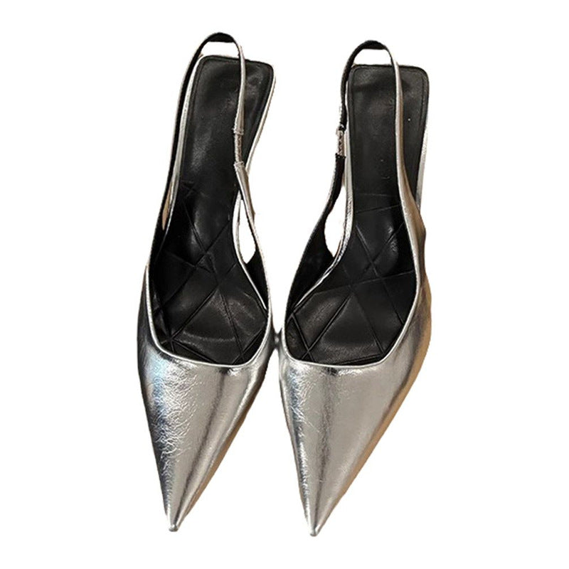 Damen Slingback High Heel Pumps mit spitzem Design und elegantem Metallfinish