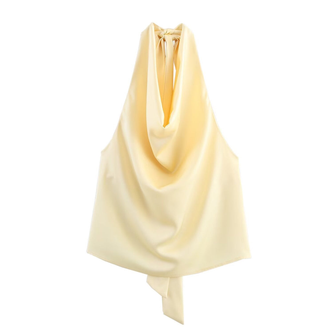 Damen Edles Haltertop mit fließendem Schnitt und eleganter Rückenbinde Shopnory