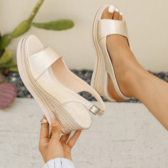Damen Wedge-Sandalen mit elastischem Riemendesign und komfortablem Fußbett